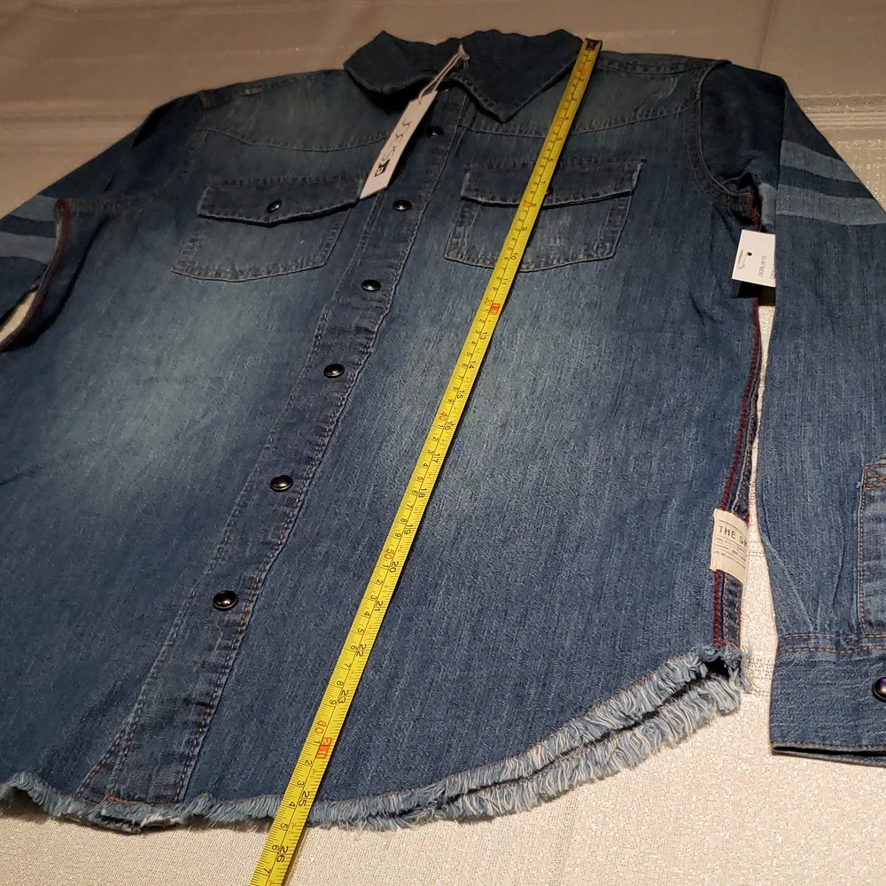 JOE'S Long Sleeve Distressed Denim Snap Button Up Shirt NEW Big Kids M (10/12)